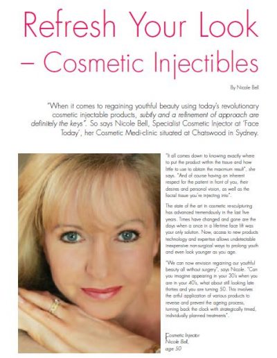 Refresh Your Look - Cosmetic Injectibles - Anti Ageing Article by Nicole Belle